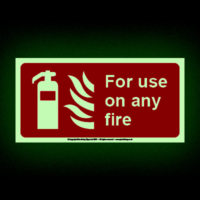 For use on any fire glow-in-the-dark sign